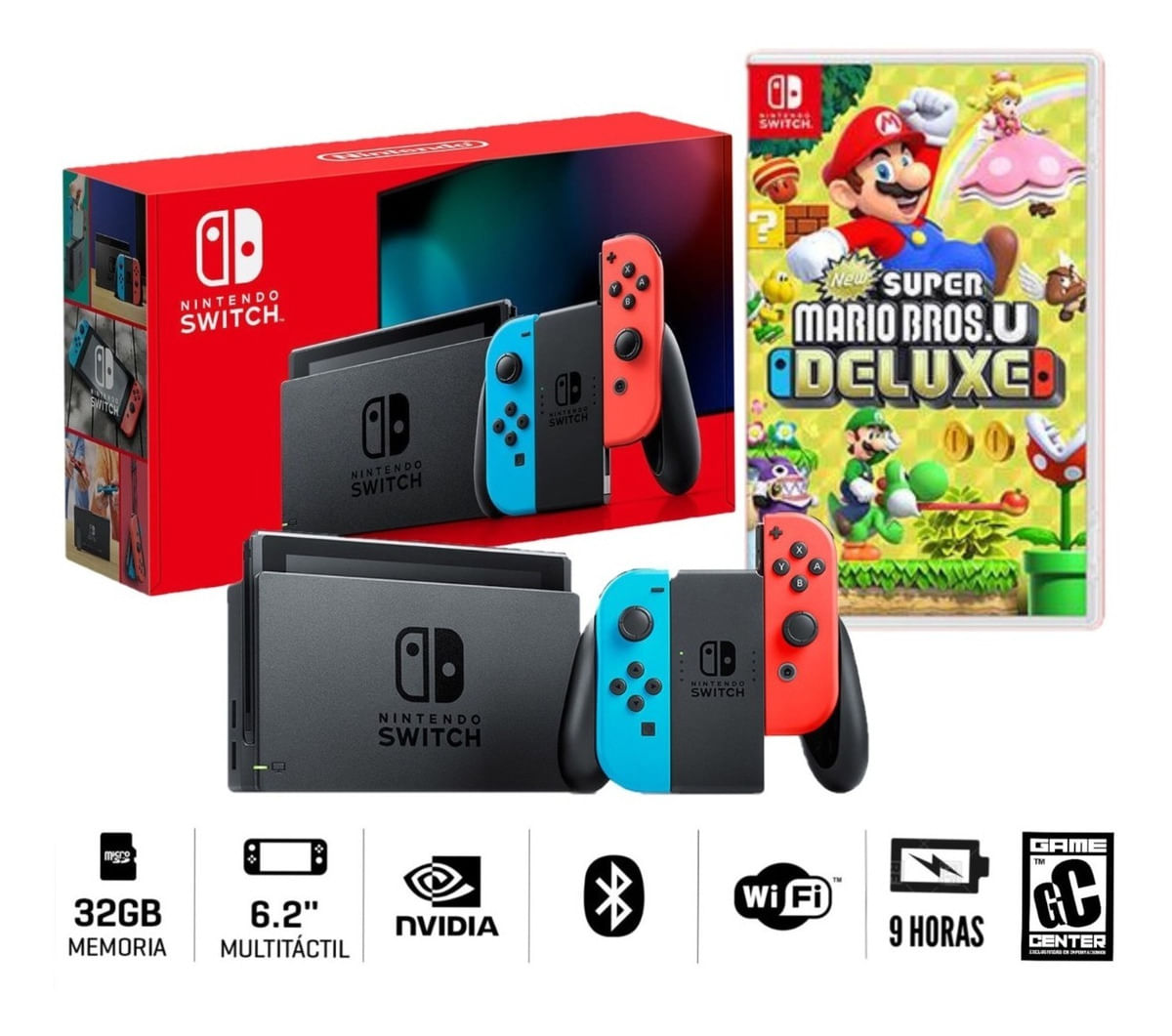Consola Nintendo Switch 2019 Batería Extendida + Super Mario Bros U Deluxe