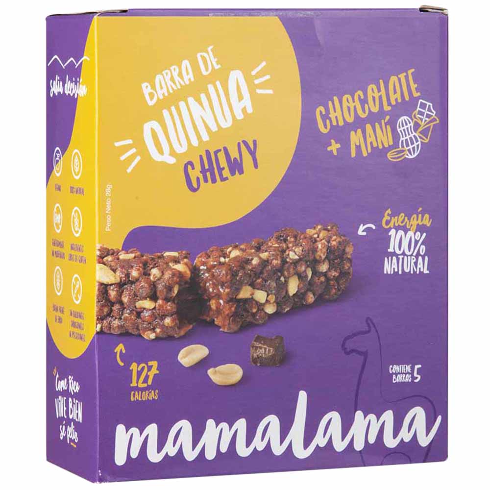 Barra Energética MAMALAMA Chocolate con Maní Caja 5un