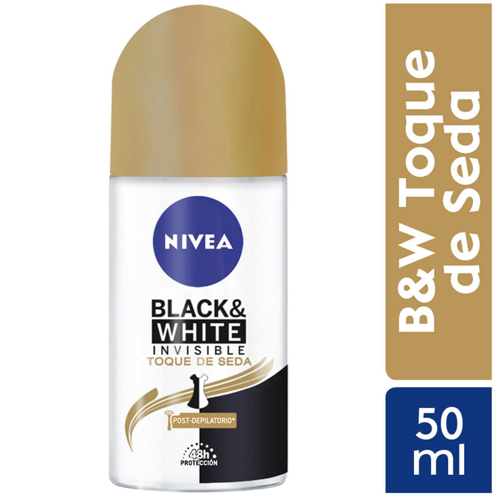 Desodorante para mujer Roll On NIVEA Invisible B&W Toque de Seda - Frasco 50ml
