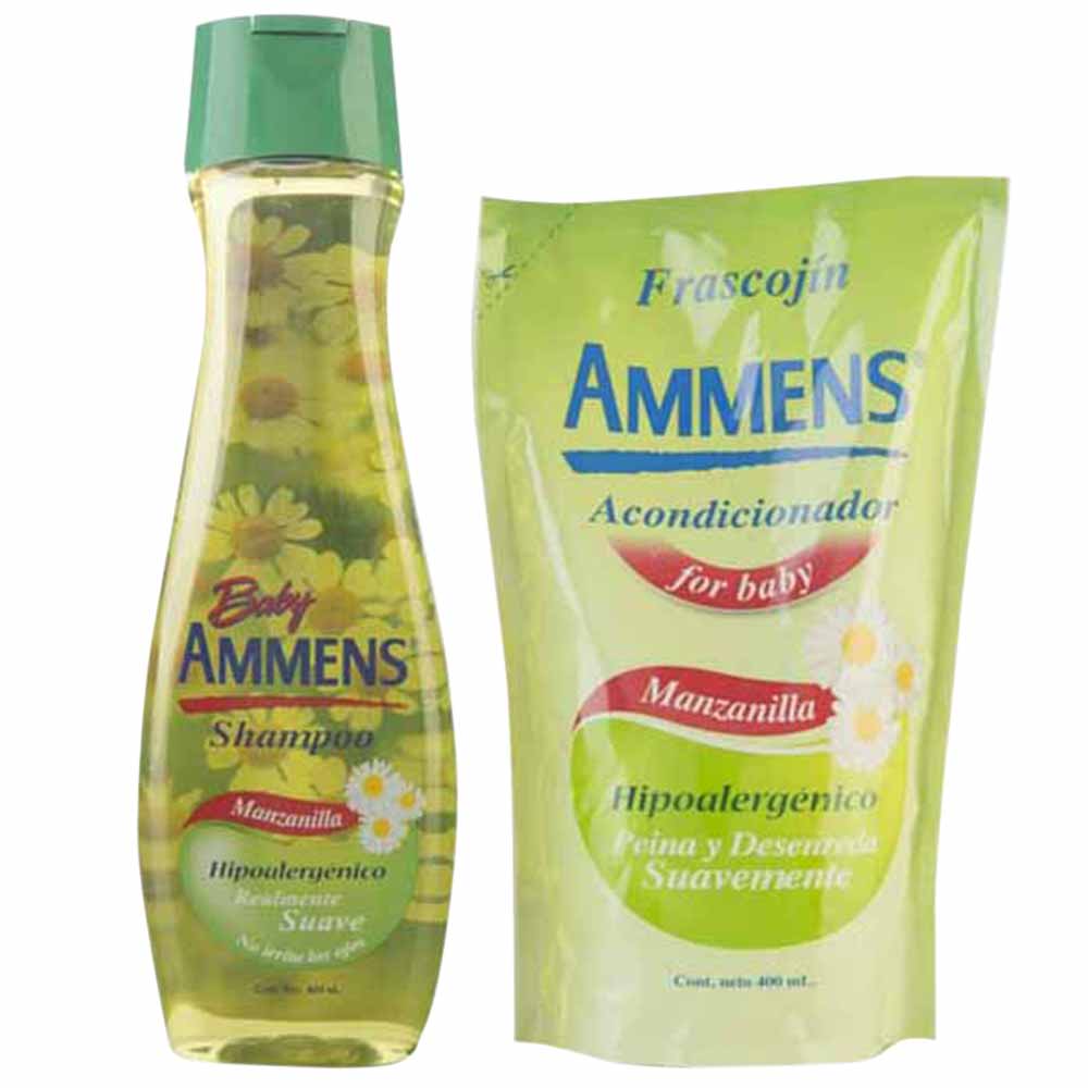 Shampoo para Bebé AMMENS Manzana Frasco 400ml + Doypack 400ml