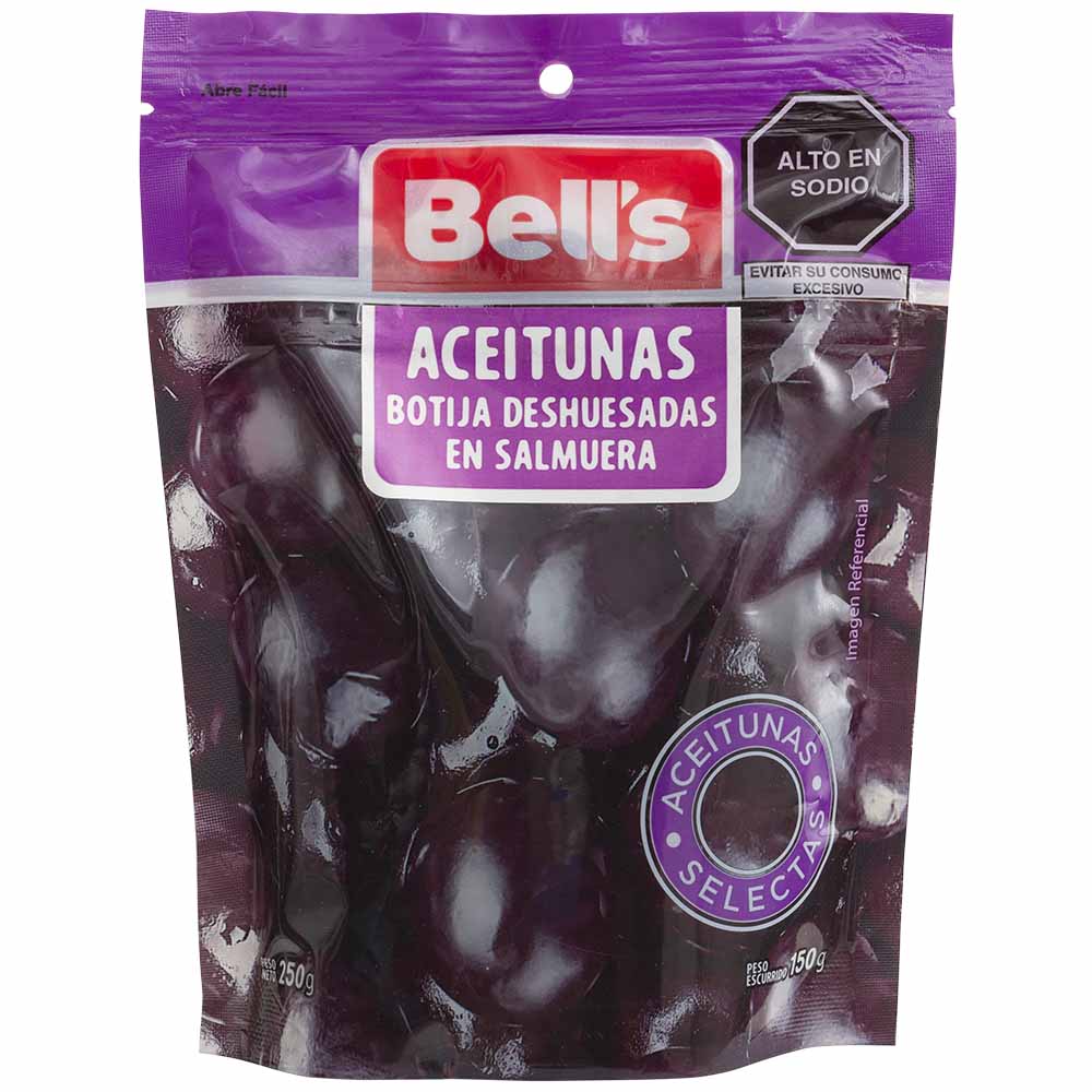 Aceitunas en Conserva BELL'S Botija deshuesada Bolsa 250Gr