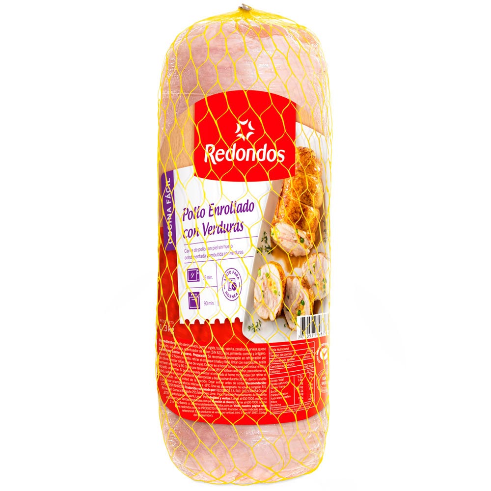 Enrollado de pollo con Verduras REDONDOS Paquete 1.3Kg
