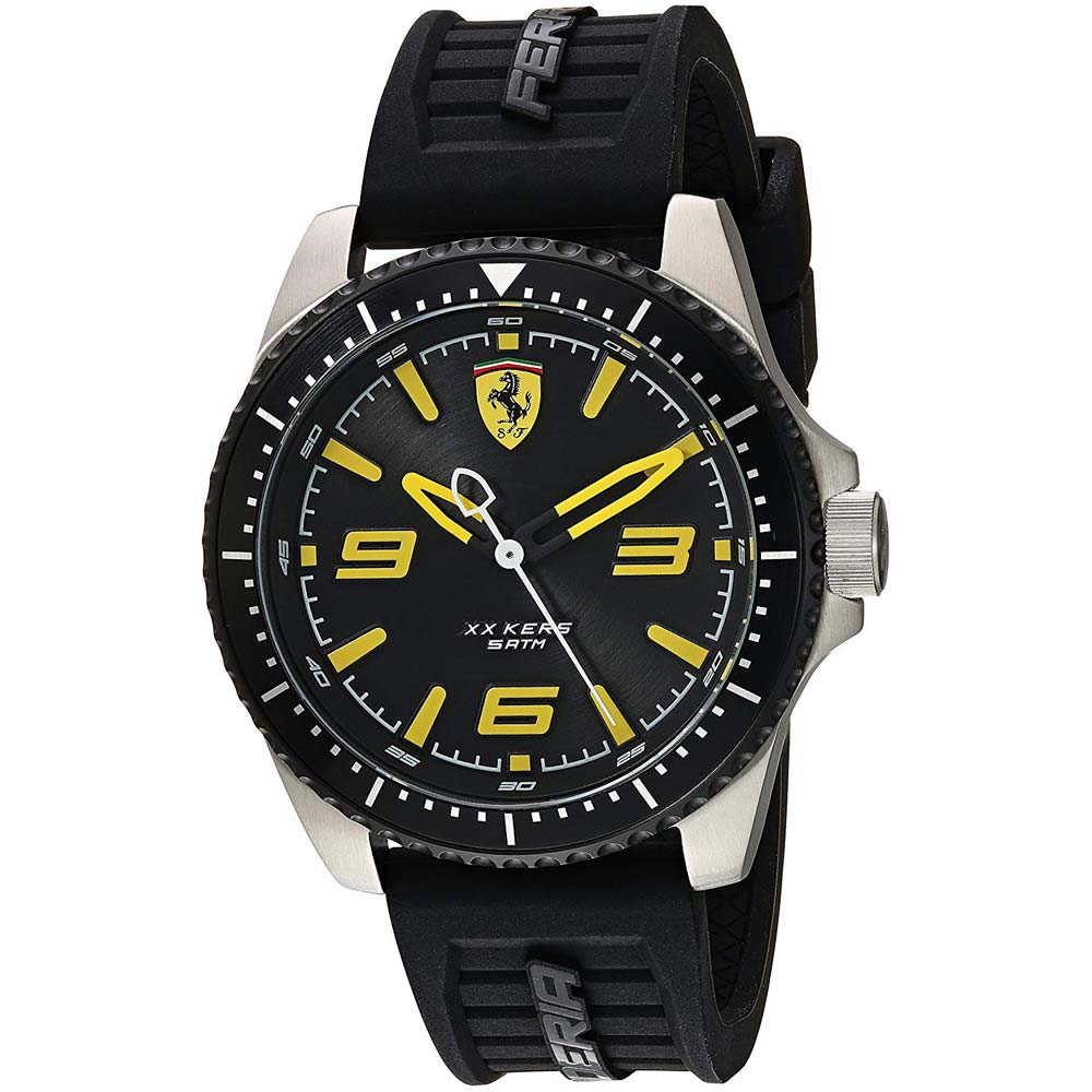Reloj Scuderia Ferrari XX Kers 0830487 Para Hombre Acero Inoxidable Correa Silicona Negro Amarillo