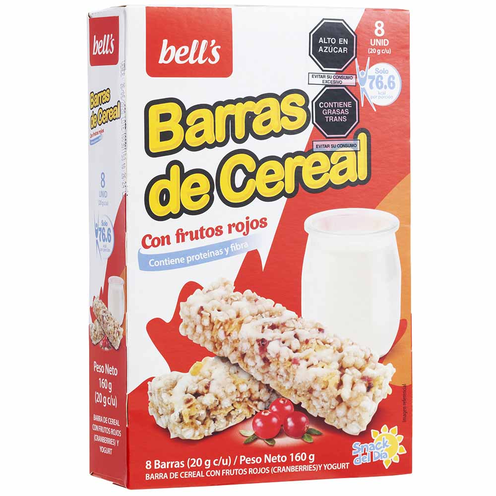 Cereal en Barra BELL'S Frutos Rojos Caja 8un