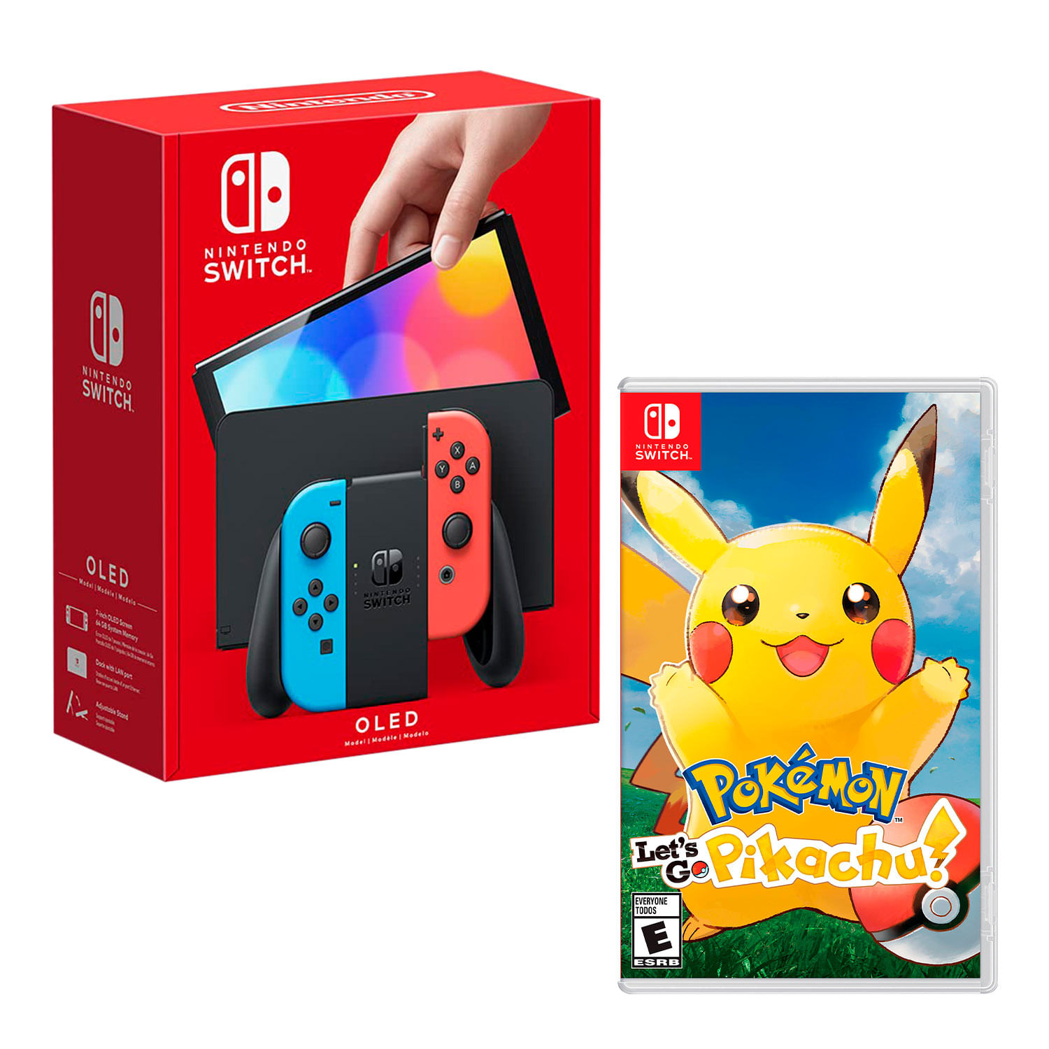 Consola Nintendo Switch Modelo Oled Neon + Pokemon Lets Go Pikachu