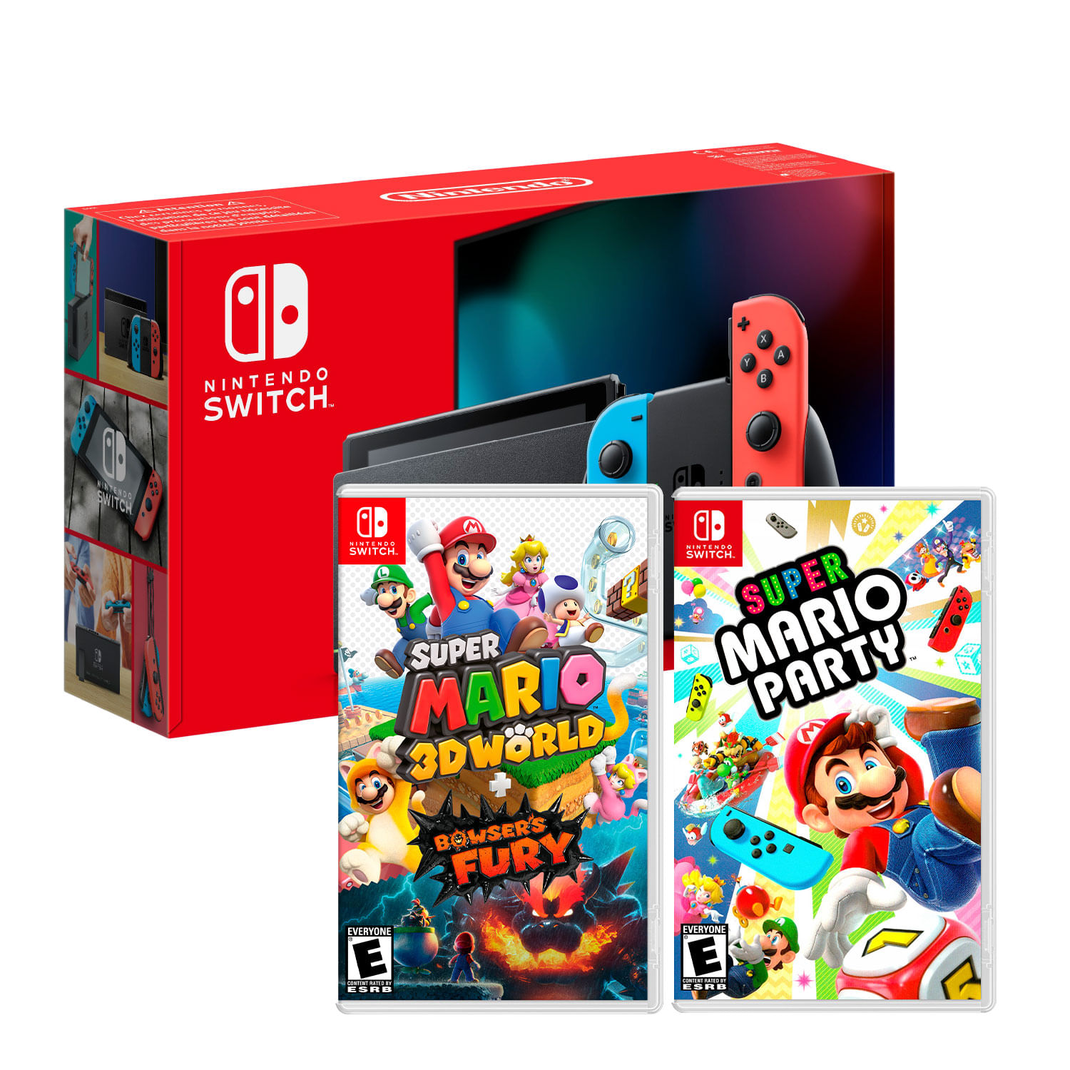Consola Nintendo Switch Neon 2019 + Mario 3D World Bowsers Fury + Mario Party