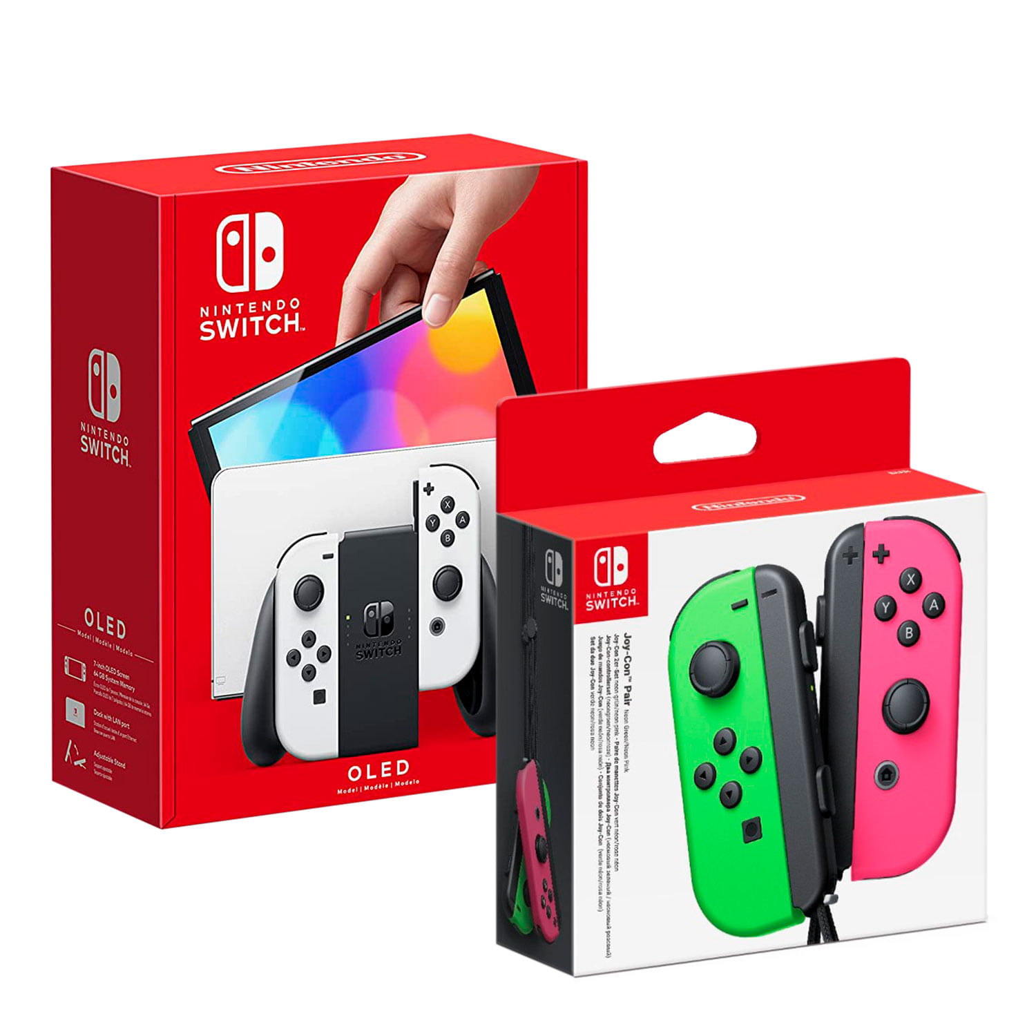 Consola Nintendo Switch Modelo Oled Blanco + Joy Con Verde Rosado