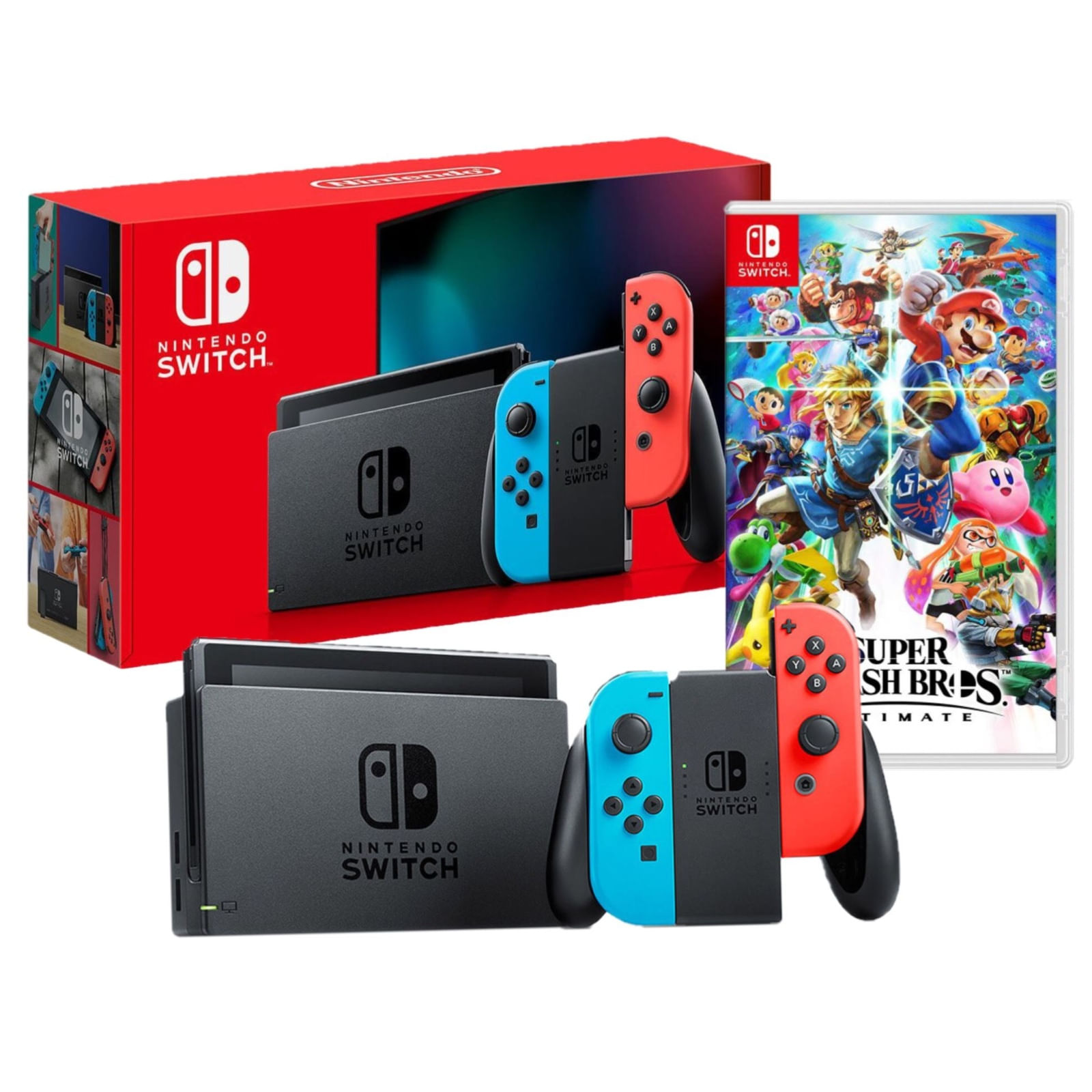 Consola Nintendo Switch 2019 Batería Extendida + Super Smash Bros