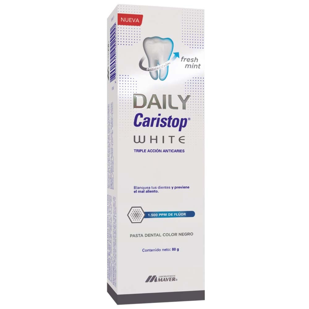 Pasta Dental DAILY CARISTOP White Triple Acción Anticaries Tubo 80g