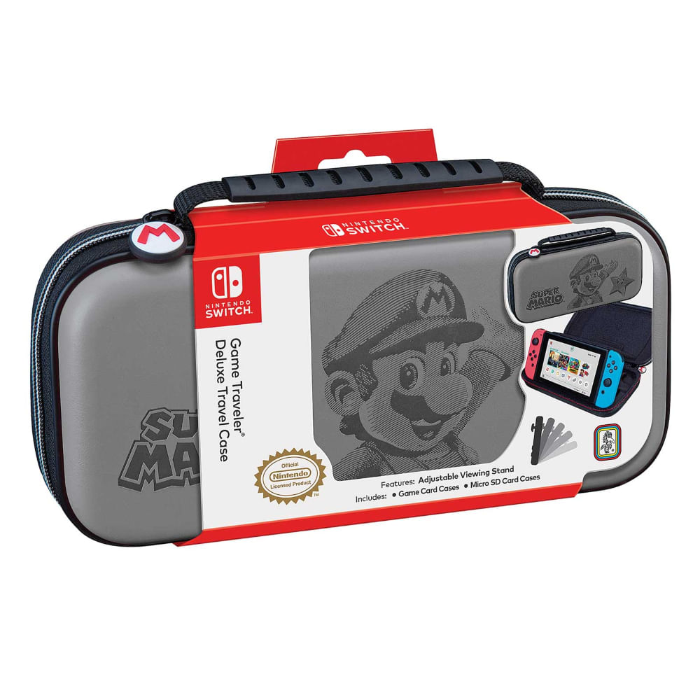 Nintendo Switch Game Traveler Deluxe Travel Case Super Mario Gris