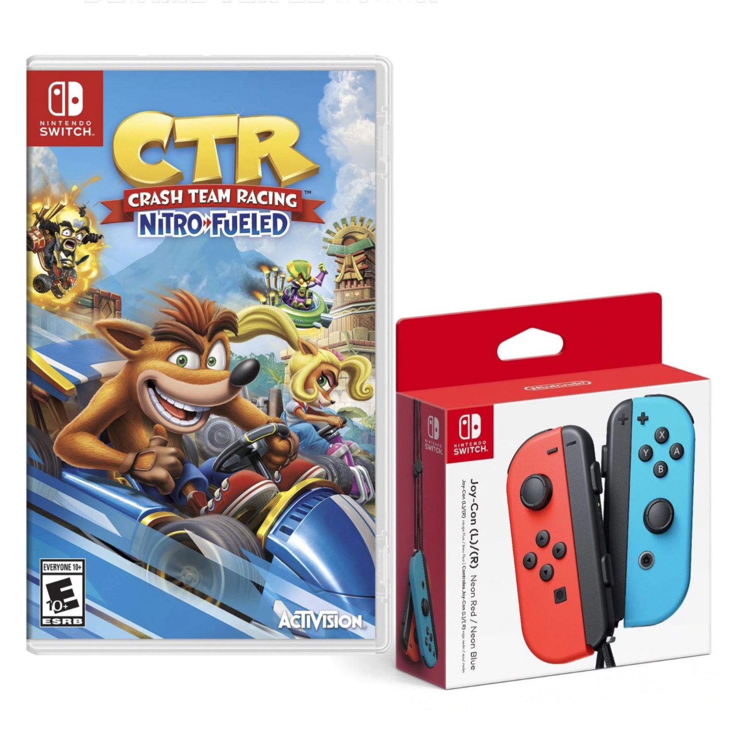 Joy Con Nintendo Switch Neon Azul y Rojo + Juego Crash Team Racing