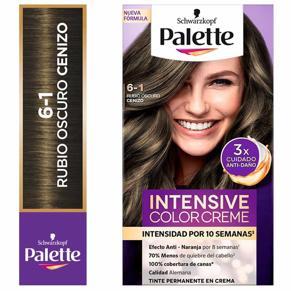 Tinte para Cabello PALETTE Color Creme Rubio Oscuro Cenizo 6-1 Caja 1un