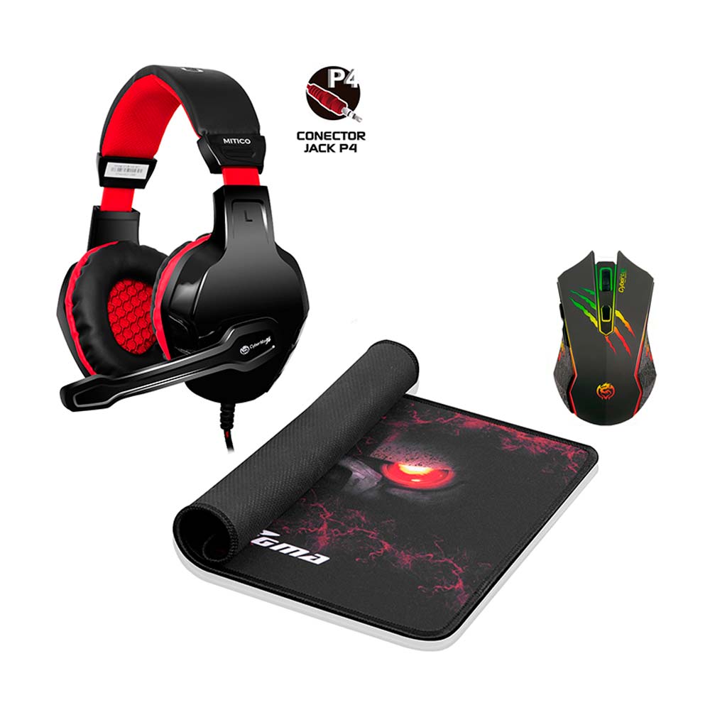 Kit gamer headset, mouse y mouse pad By Micronics