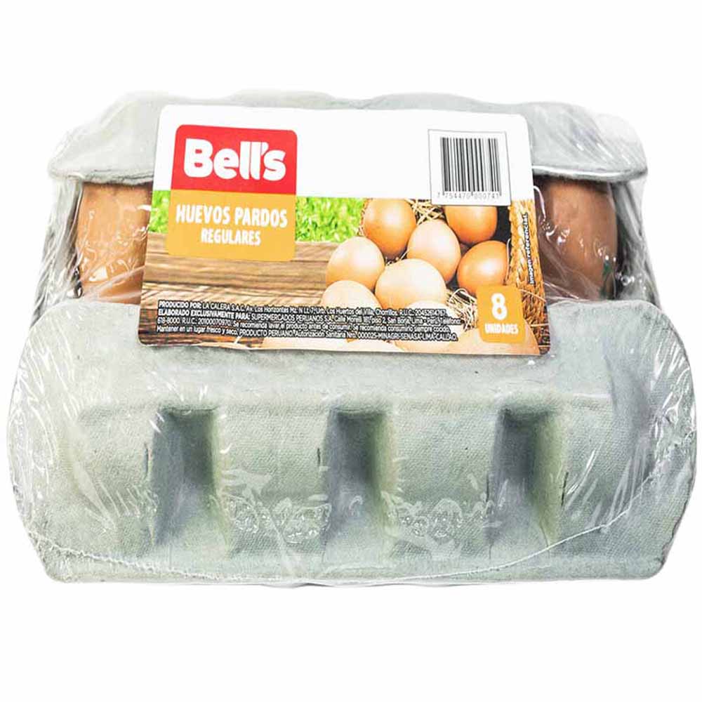 Huevos Pardos BELL'S Regulares Paquete 8un