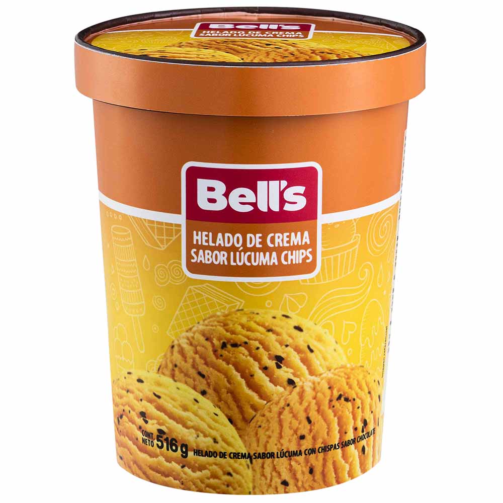 Helado BELL'S Lúcuma Chips Pote 516g