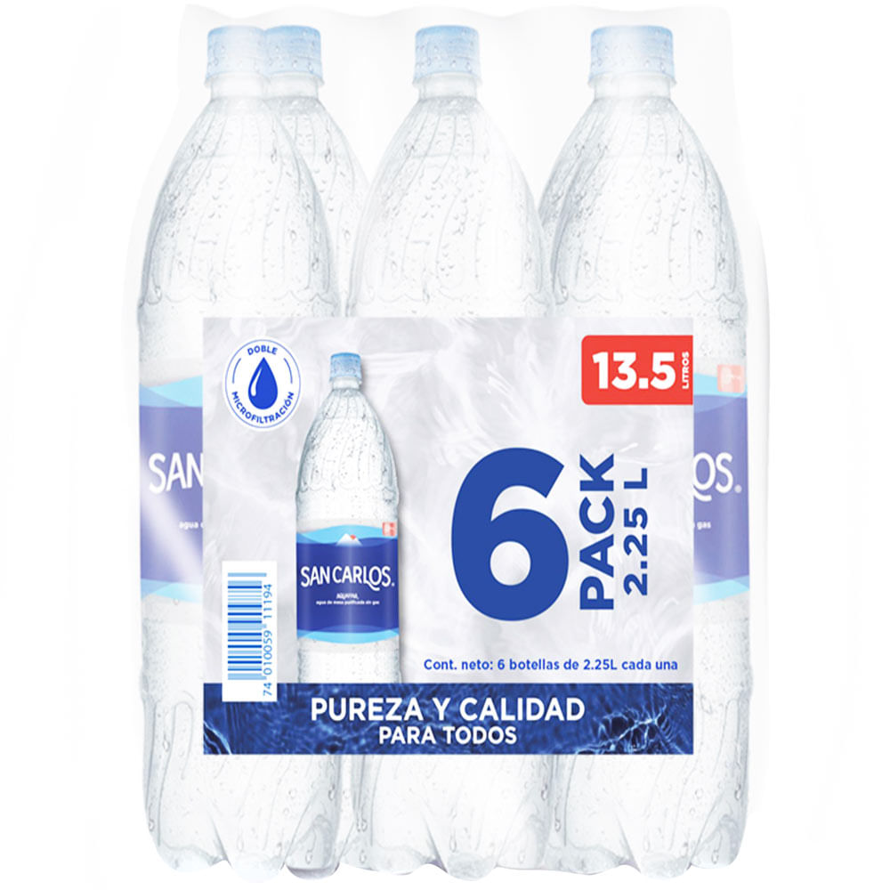 Agua SAN CARLOS Botella 2.25L Paquete 6un