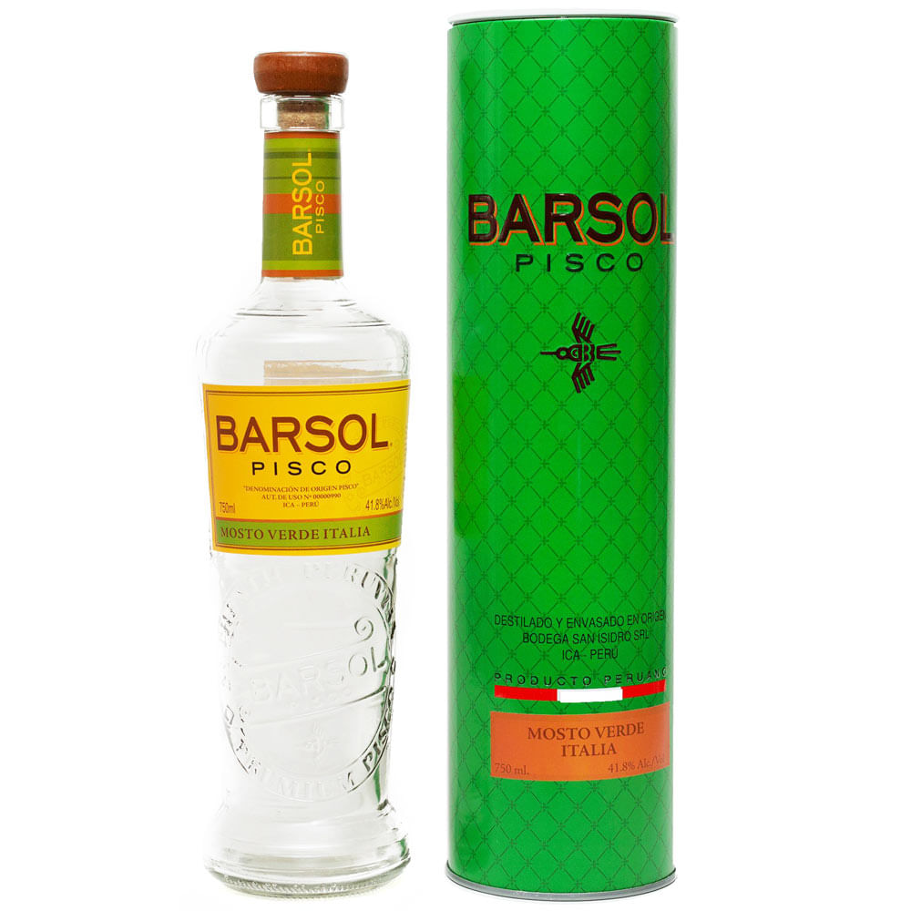 Pisco BARSOL Mosto Verde Italia Botella 750ml