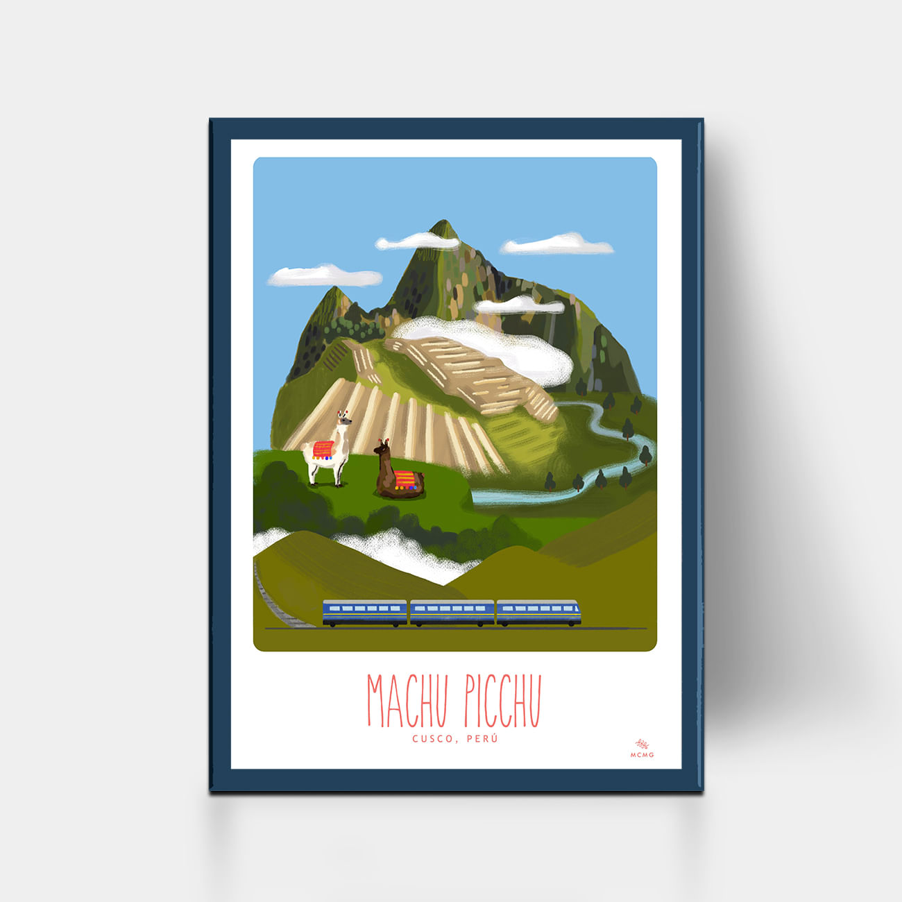 Cuadro Machu Picchu  con Marco Azul Acero