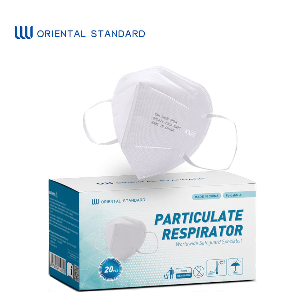 Respirador/ Mascarilla KN95 Oriental·ST 5 Capas Blanco Caja*20und