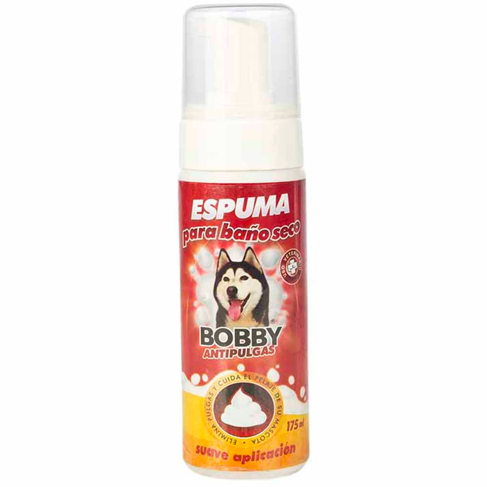 Espuma Antipulgas para Perros BOBBY Baño Seco Frasco 175ml
