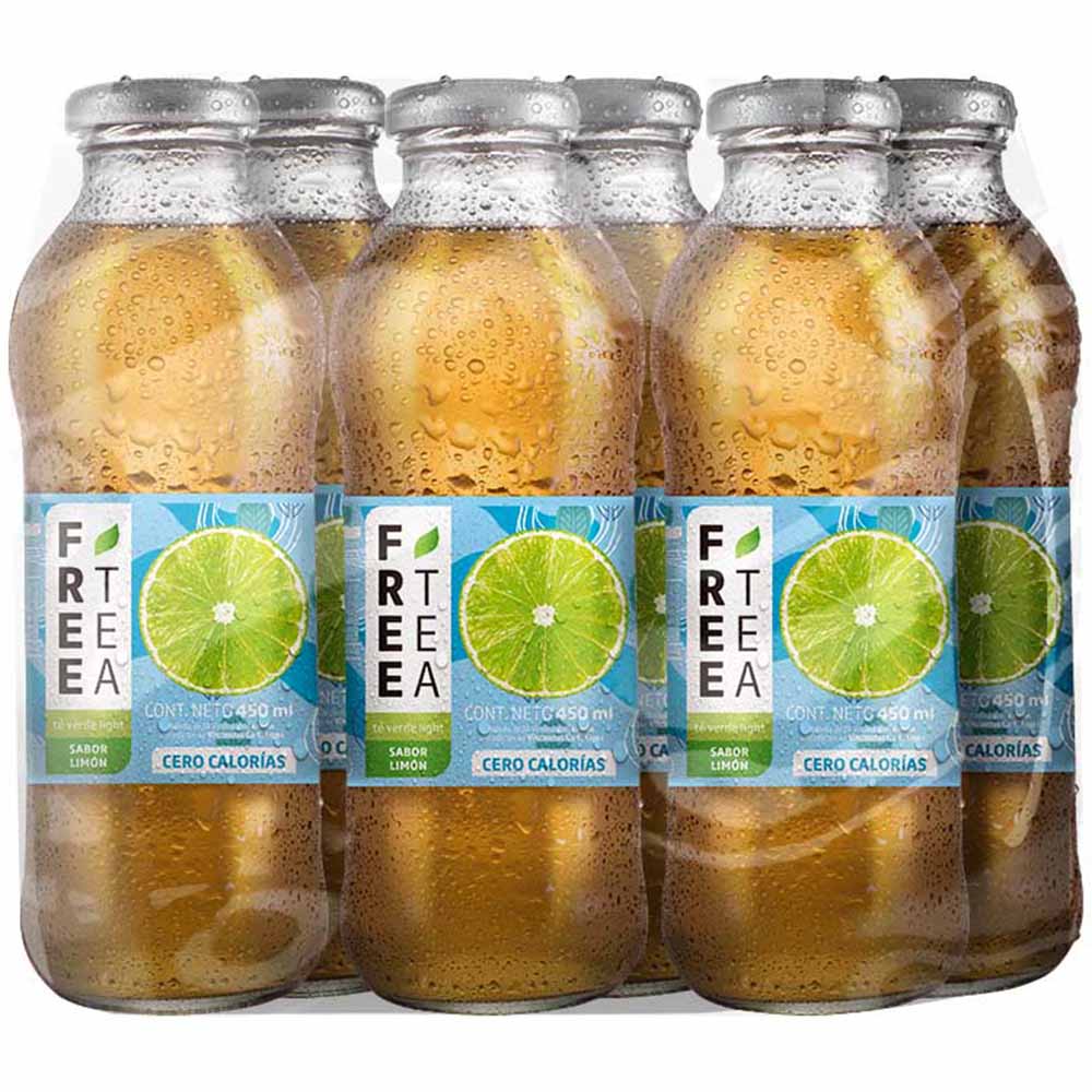 Té Verde FREE TEA Light Sabor Limón Botella 450ml Paquete 6un