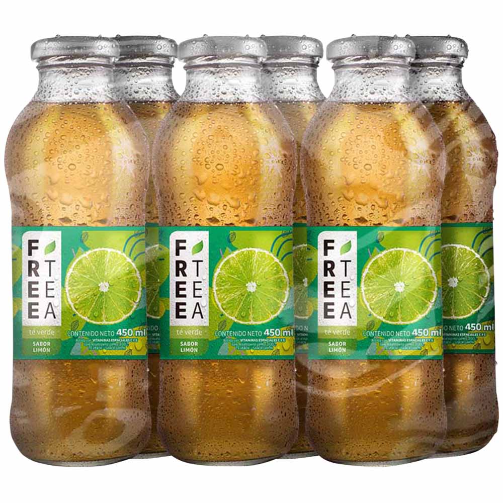Té Verde FREE TEA Sabor Limón Botella 450ml Paquete 6un