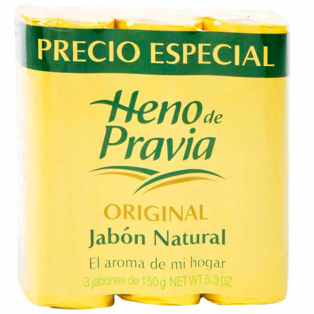 Jabón de Tocador HENO DE PRAVIA Natural Barra 150g Paquete 3un