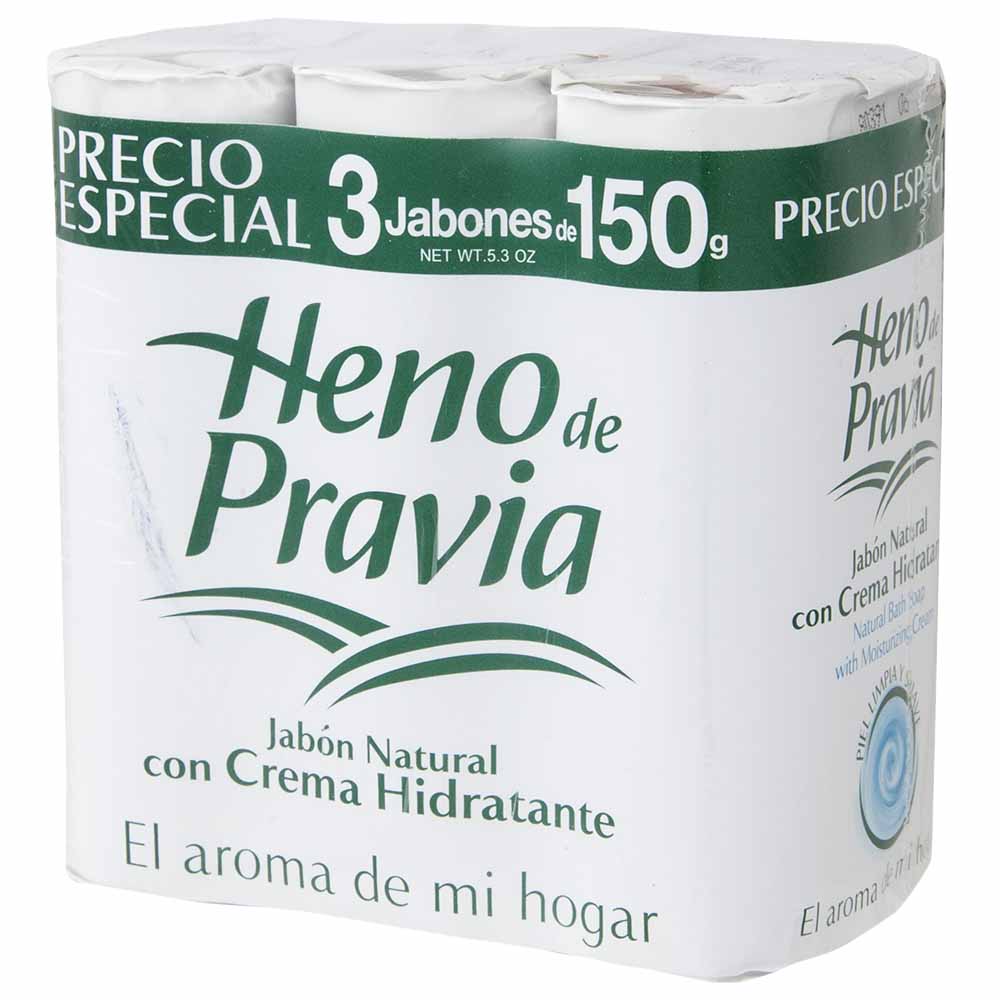Jabón de Tocador HENO DE PRAVIA Crema Hidratante Barra 150g Paquete 3un