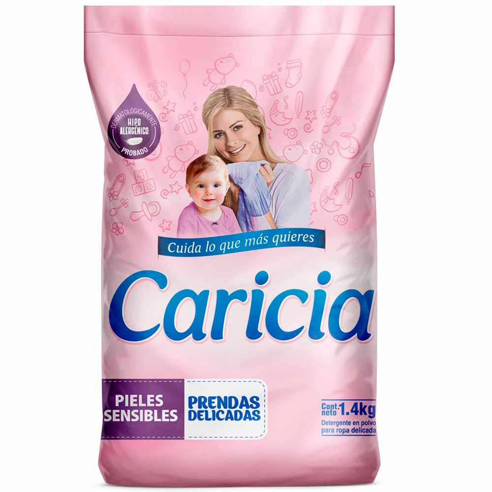 Detergente en Polvo CARICIA Rosa Ropa Delicada Bolsa 1.4Kg