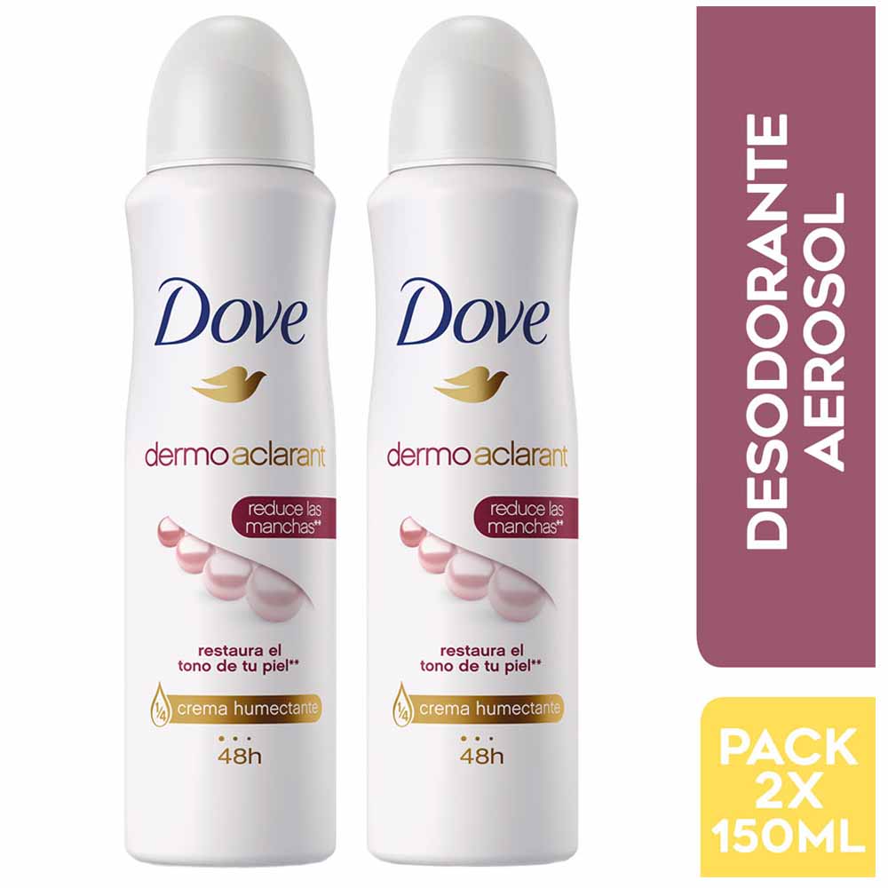 Desodorante para mujer en Aerosol para Mujer DOVE Dermo Aclarant Frasco 90ml Paquete 2un