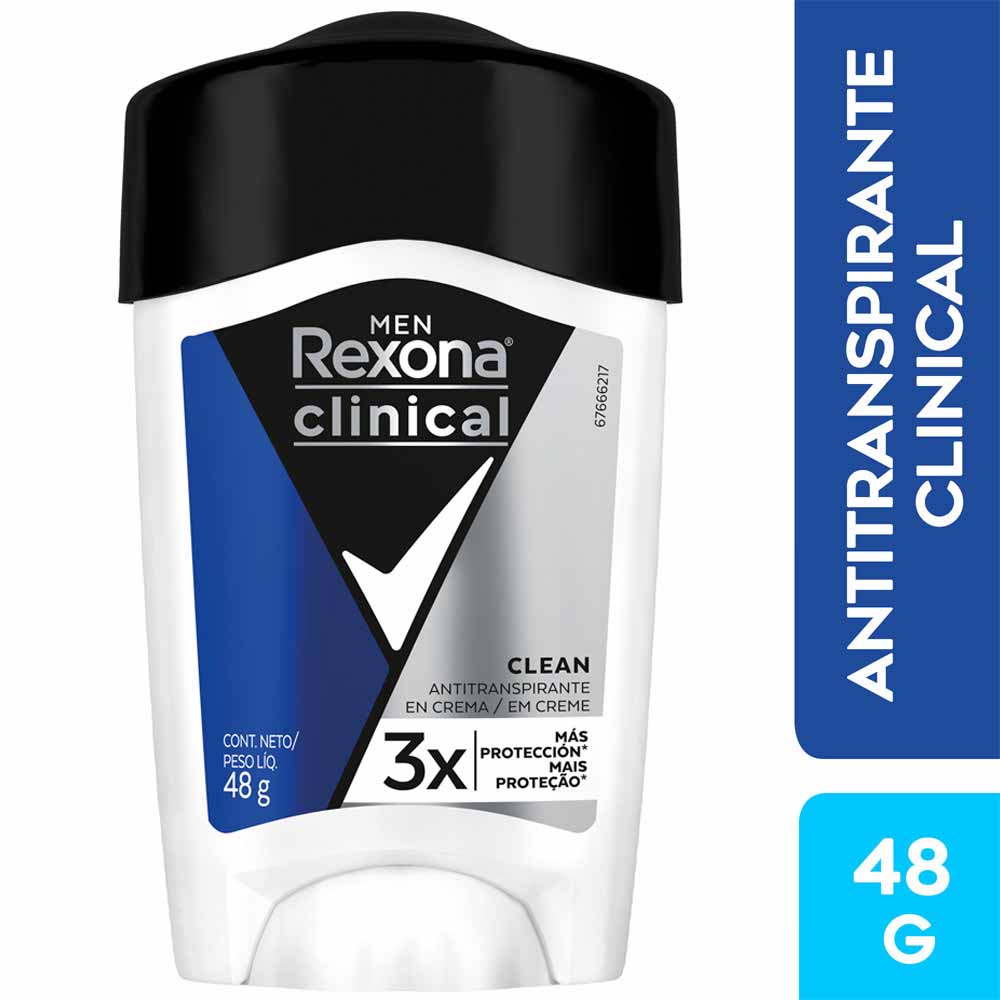 Desodorante en Barra para Hombre REXONA Clinical Frasco 48g