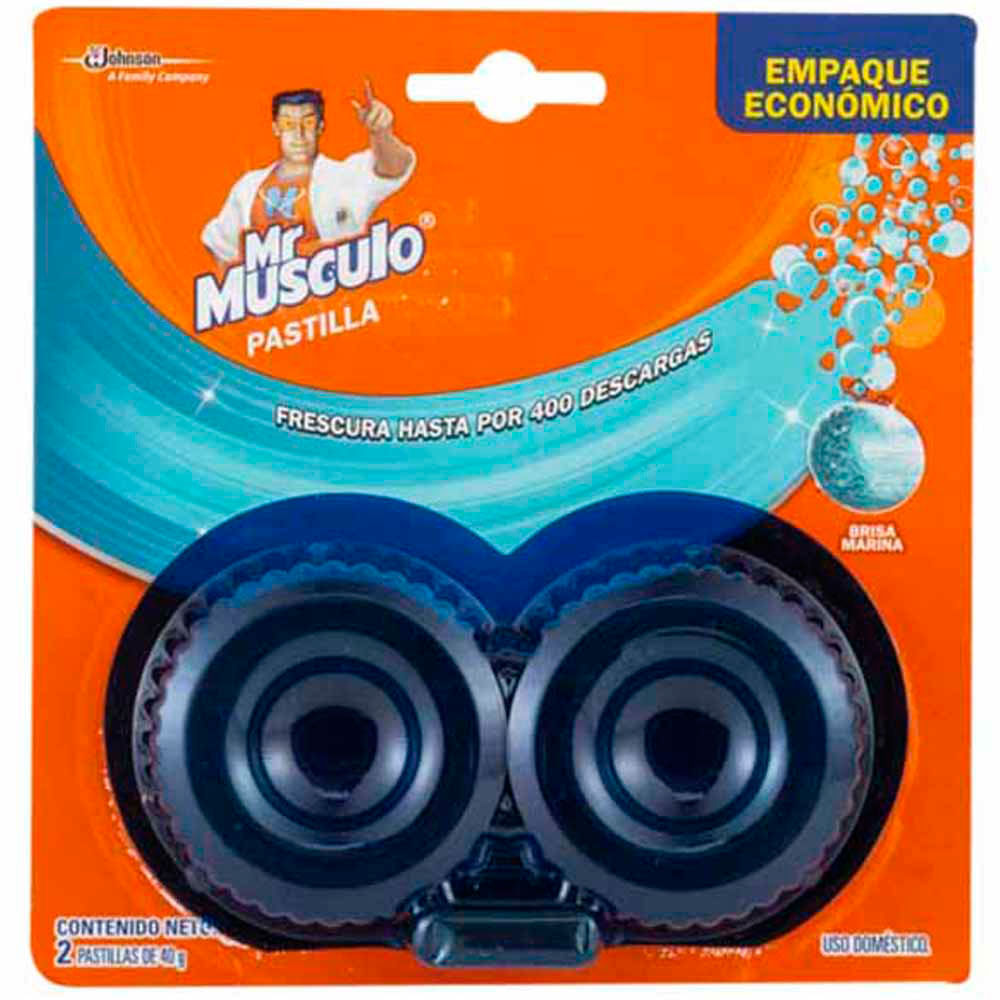 Desinfectante de Baño en Pastillas MR. MÚSCULO Tanque Azul Paquete 2un