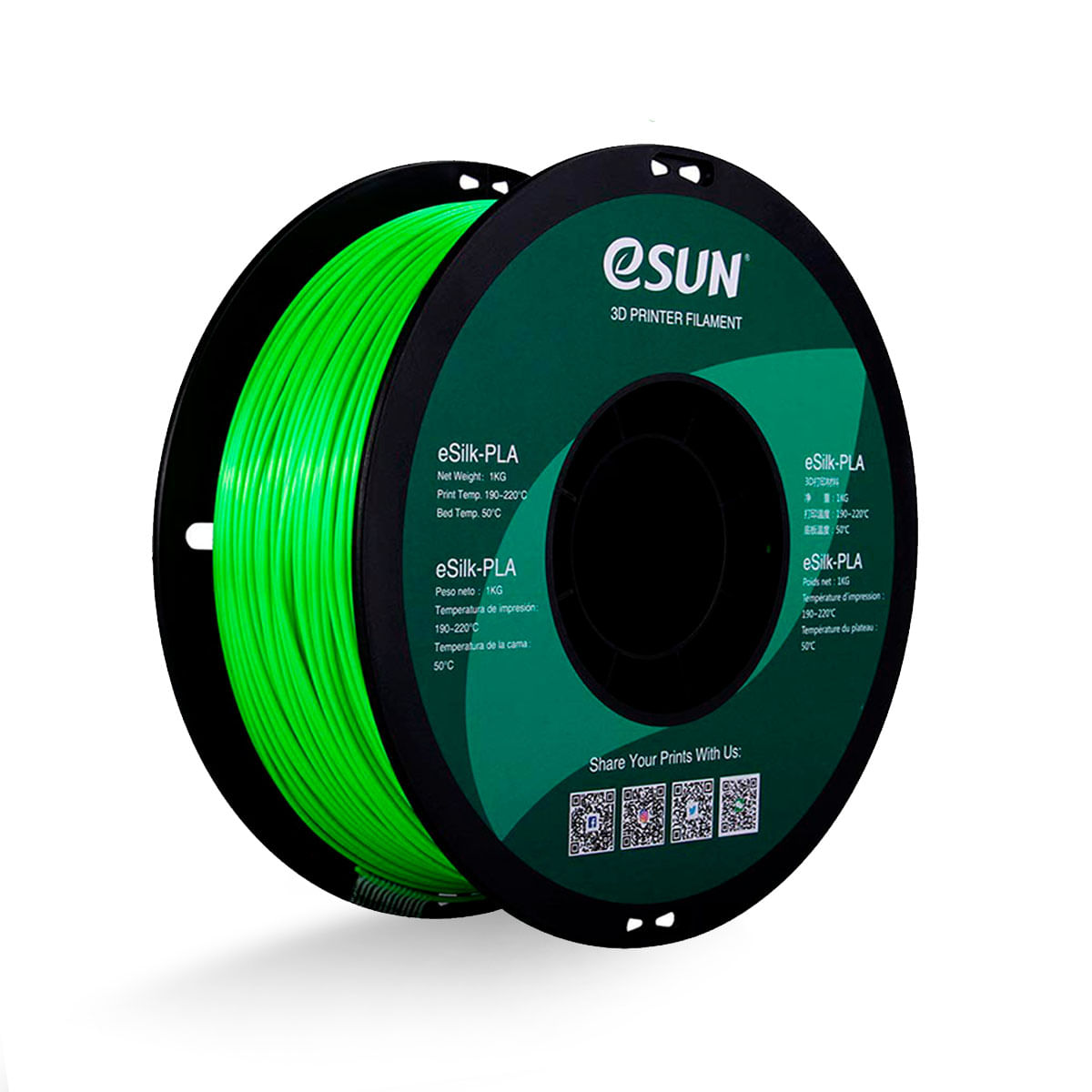 Filamento Impresora 3D eSUN Silk-Pla Verde 1.75mm x 1kg