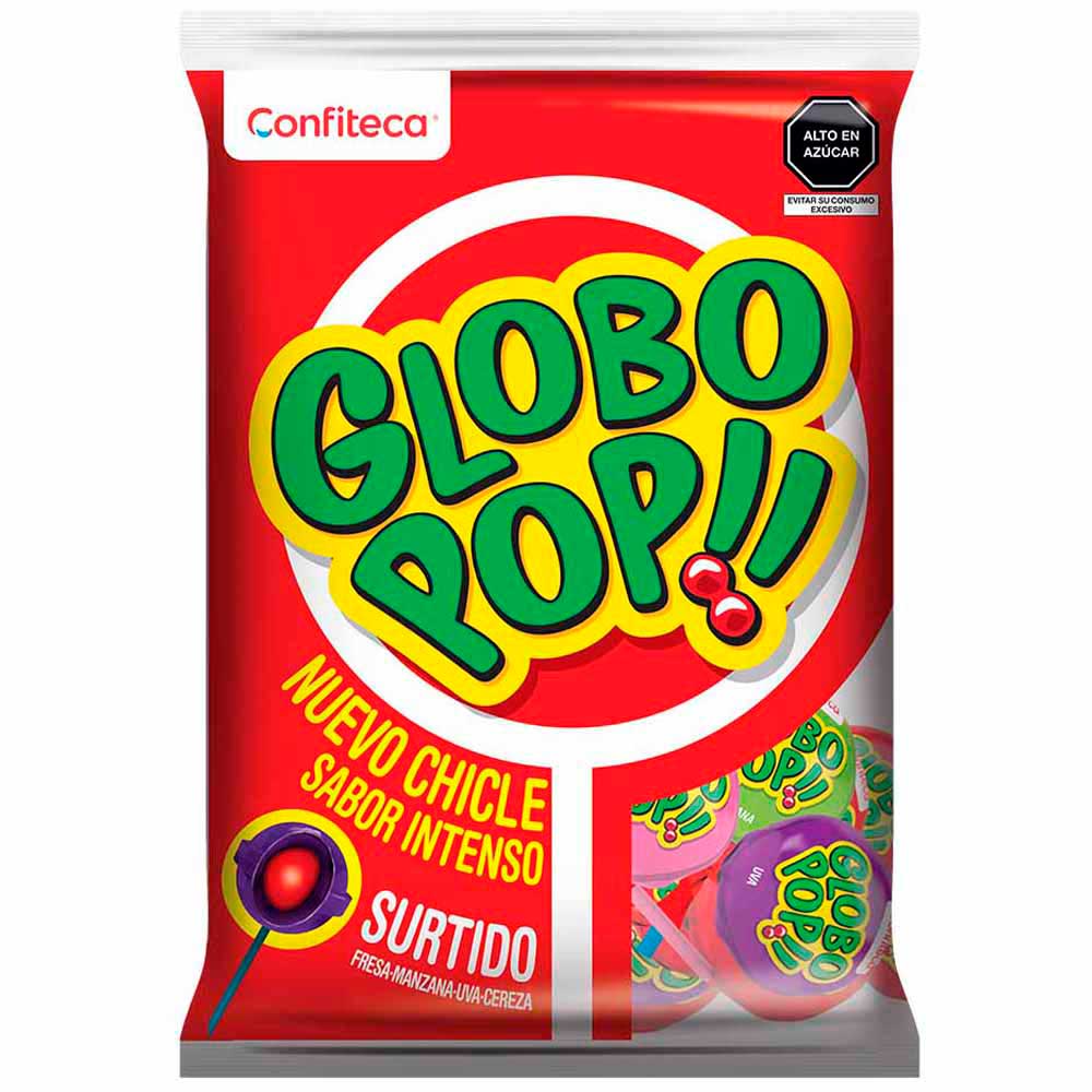 Chupetes GLOBO POP!! Con chicle sabores surtidos Bolsa 480Gr