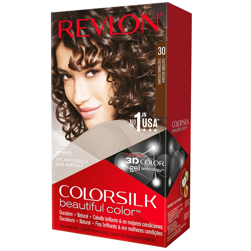 Tinte para Cabello REVLON Colorsilk 30 Castaño Oscuro Caja 1un