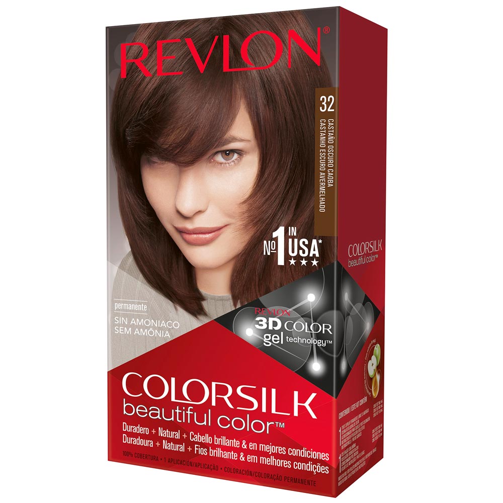 Tinte para Cabello REVLON Colorsilk 32 Castaño Caoba Oscuro Caja 1un