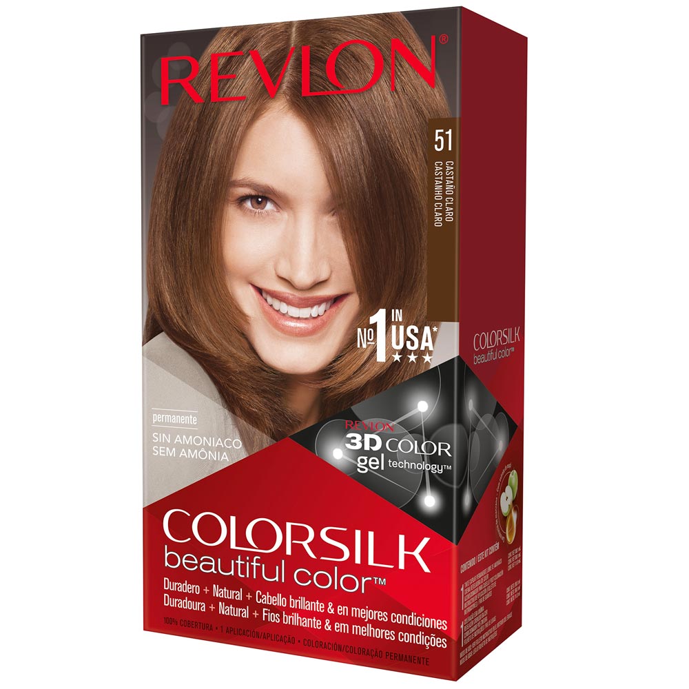 Tinte para Cabello REVLON Colorsilk 51 Castaño Claro Caja 1un