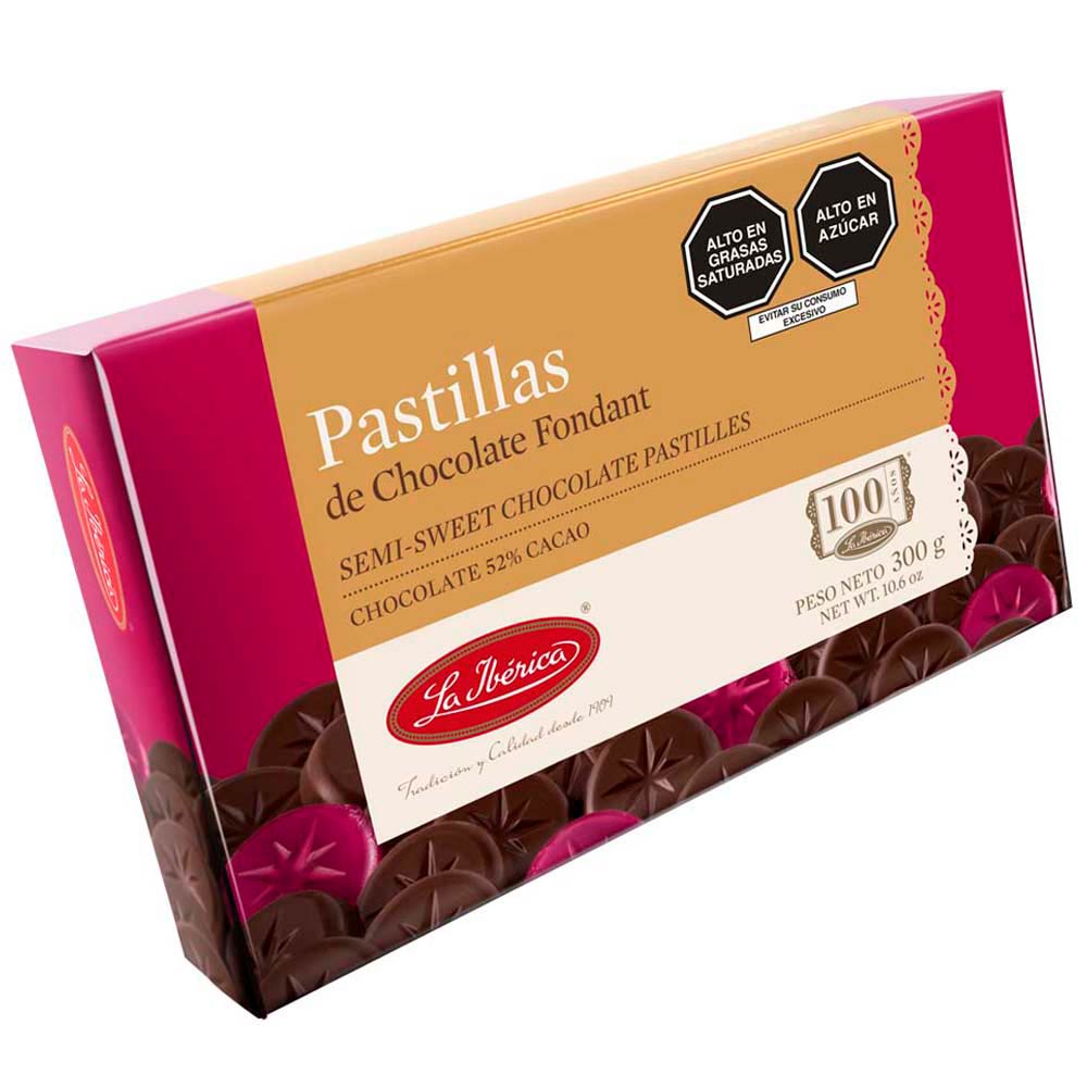 Chocolate LA IBÉRICA PASTILLAS FONDANDT Semi dulce sin leche Caja 300Gr