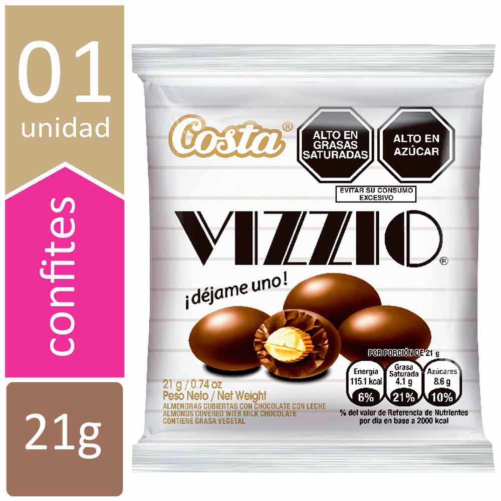 Chocolate con leche COSTA Vizzio Almendras cubiertas Caja 21Gr