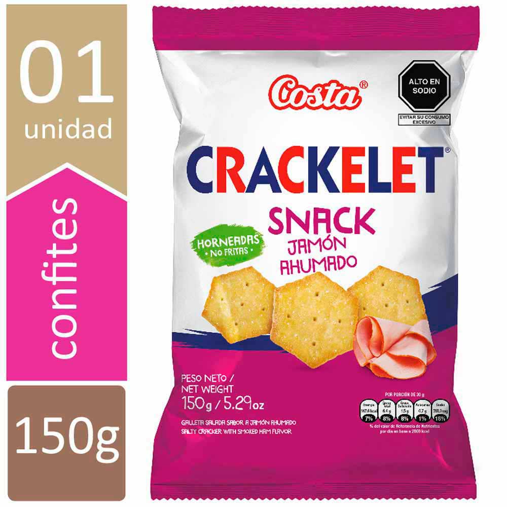 Galletas Saldas CRACKELET Snack Jamón Ahumado Bolsa 150g