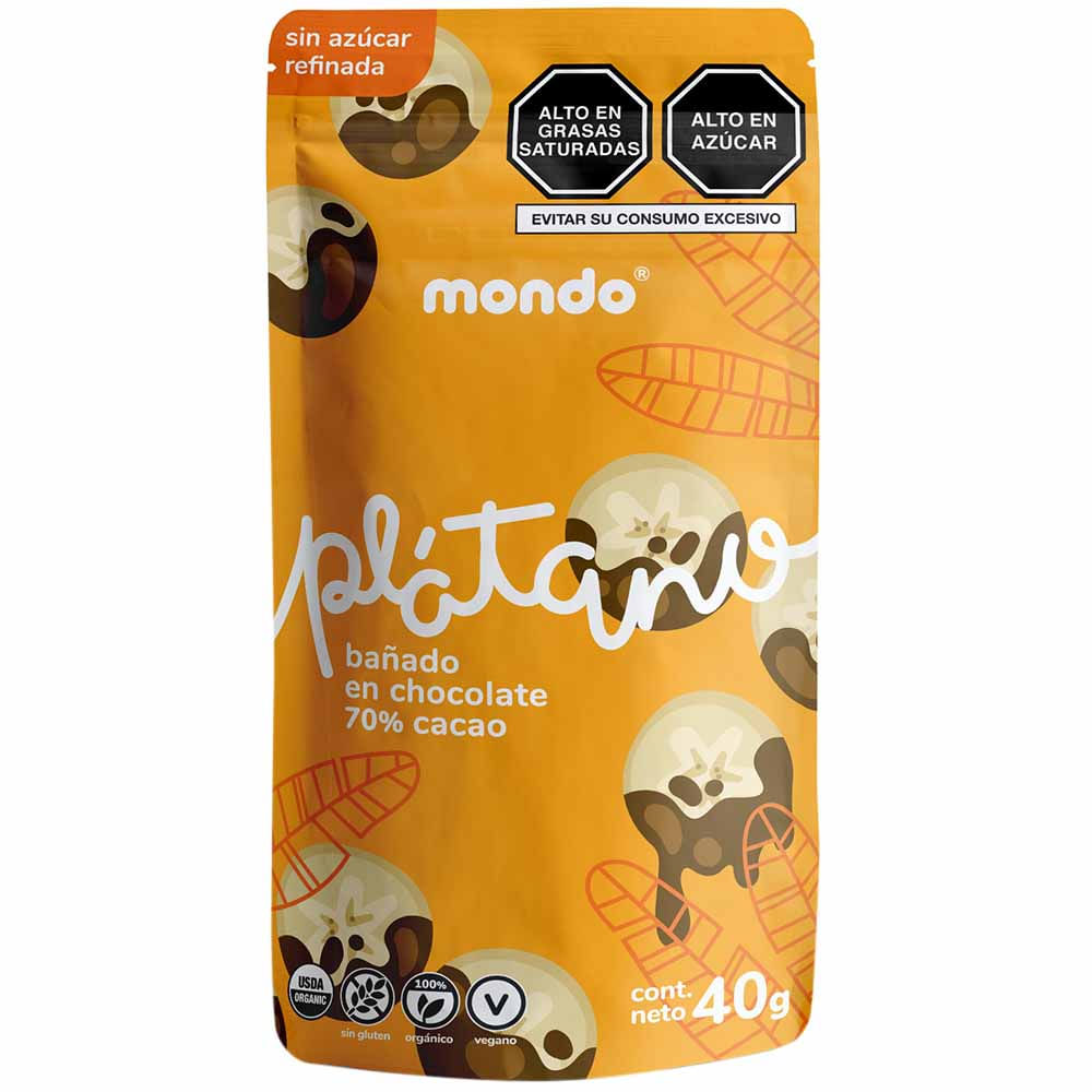 Chocolate MONDO Plátano 70% Cacao Doypack 40g