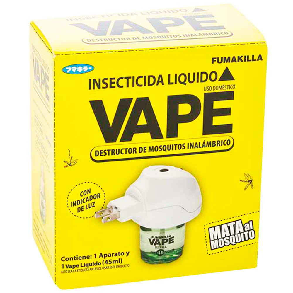 Insecticida Líquido VAPE Inalámbrico con Indicador de Luz Paquete 45ml