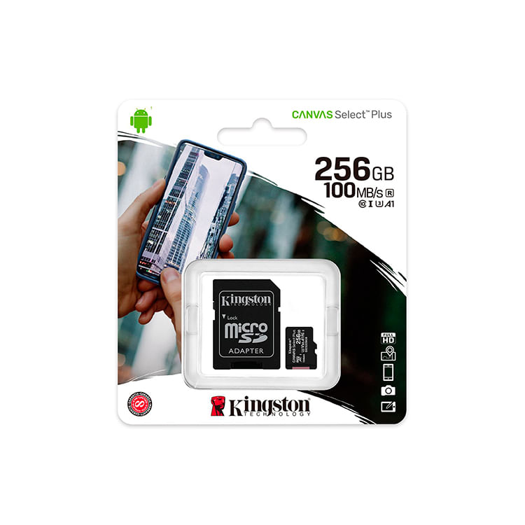 Memoria Micro SD Kingston Canvas 256GB Clase 10 UHS-I 100 MB/S