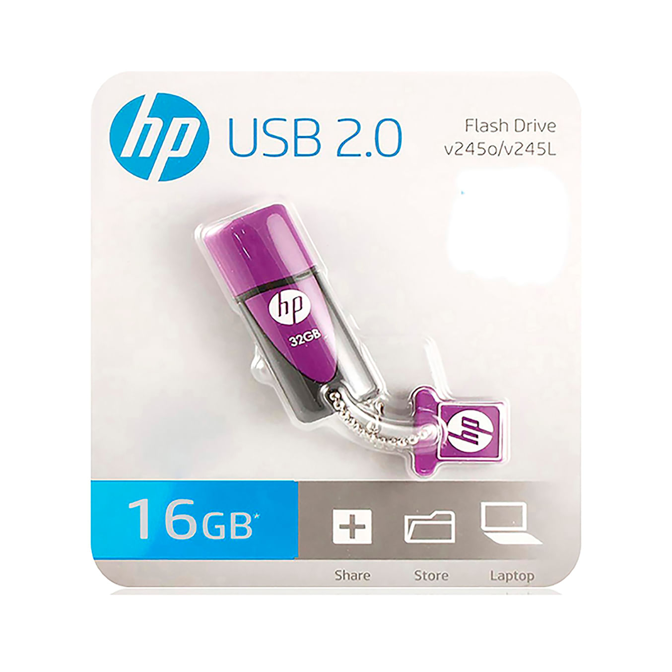 Memoria USB HP 2.0 Flash Drive V245l 16GB Lila Negro