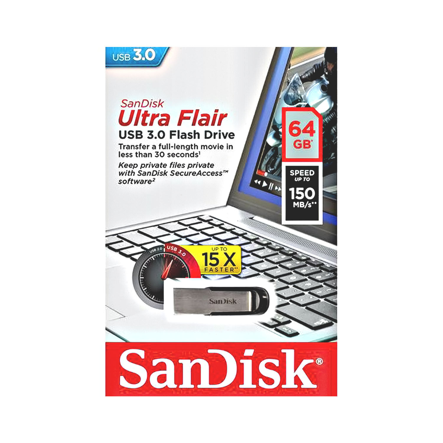 Memoria USB SanDisk Ultra Flair 64GB 3.0 150Mbps