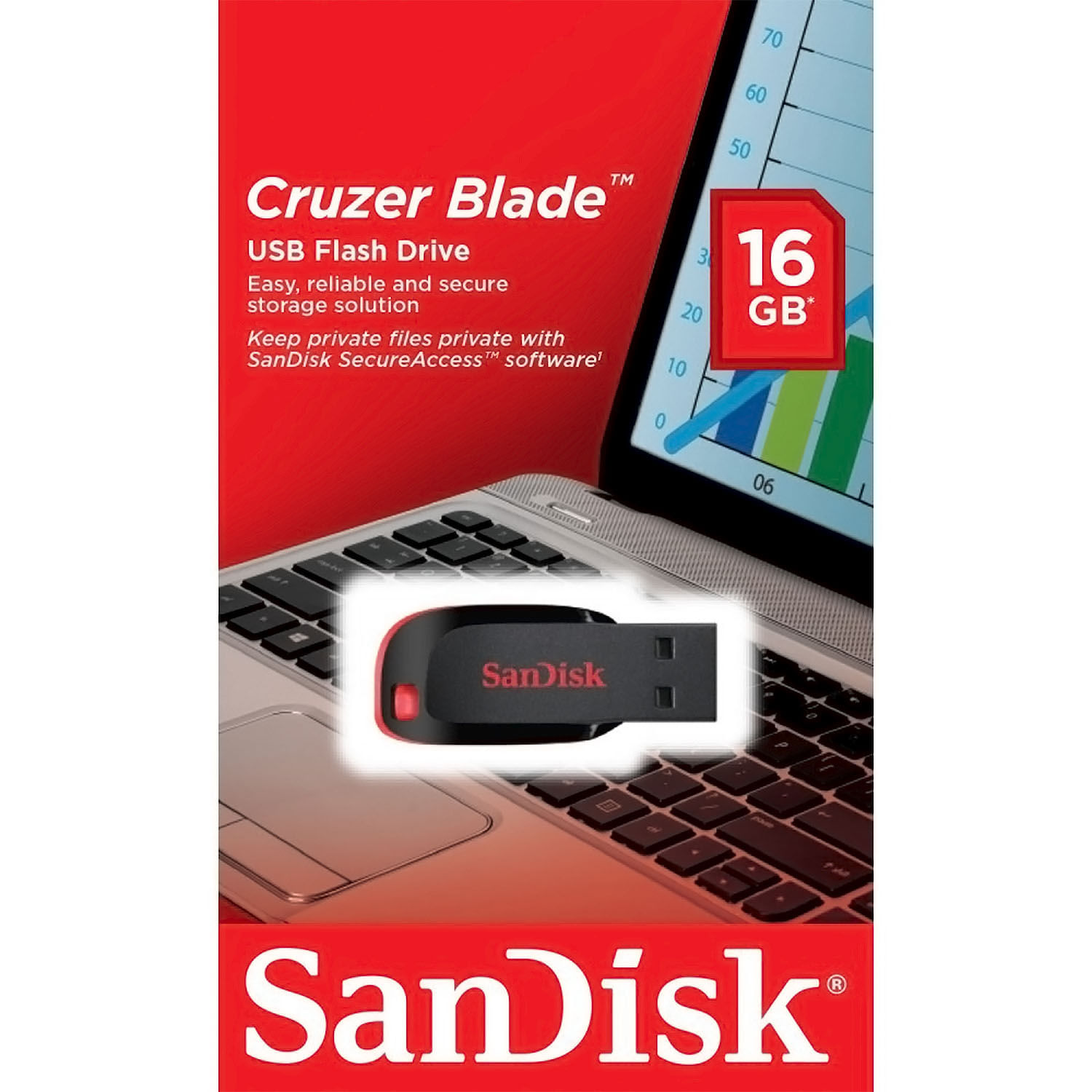 Memoria USB SanDisk Cruzer 16GB CZ50 Negro/Rojo