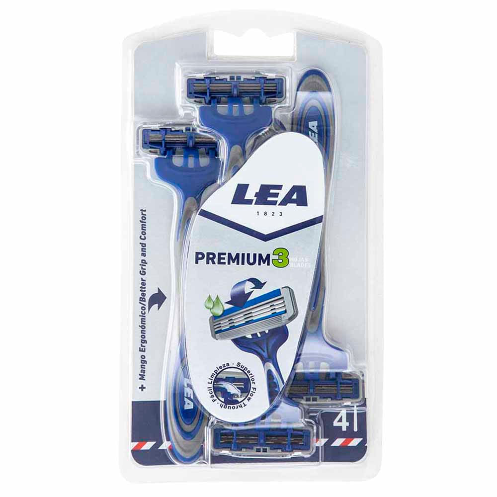 Máquina de Afeitar LEA Premium 3 Paquete 4un
