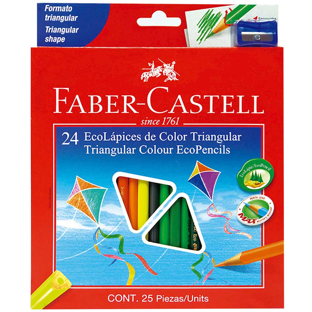 EcoLápices FABER CASTELL Colores Caja 24un + Tajador