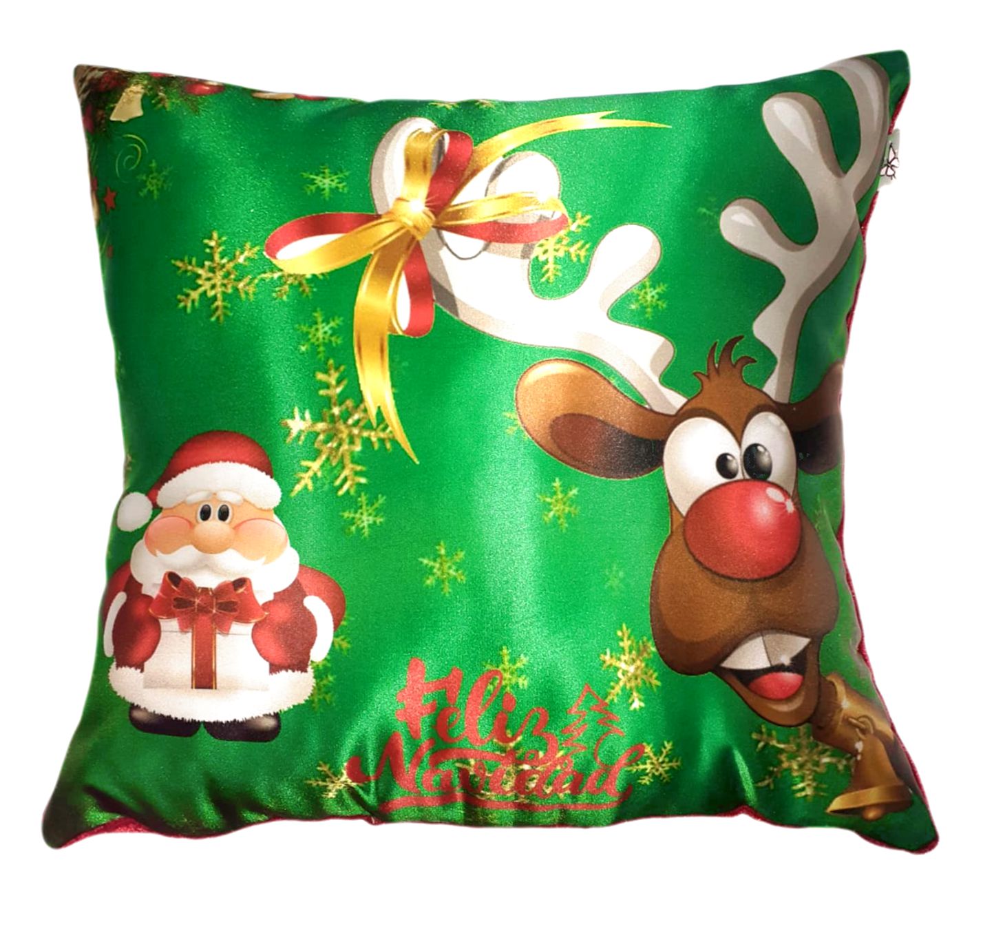 Cojín Navideño Greeta Otto Reno y Noel Verde