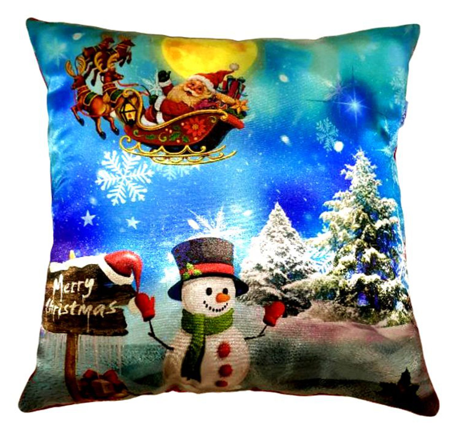 Cojín Navideño Greeta Otto Happy Frosty Azul